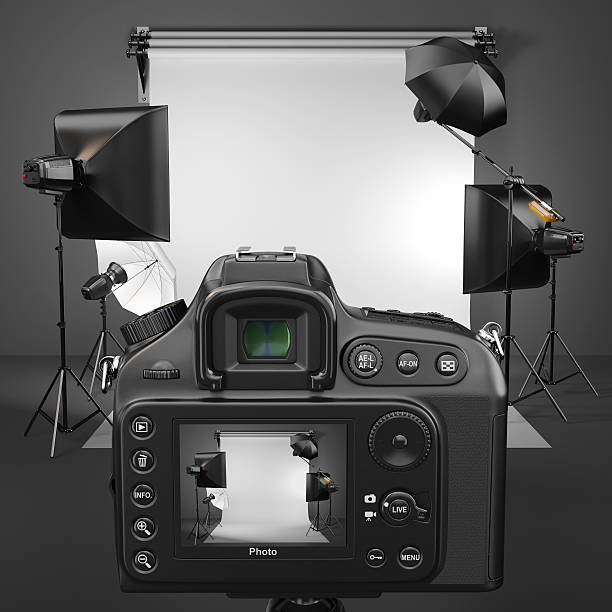 istock 3D render of photo shoot set with digital camera 179241163