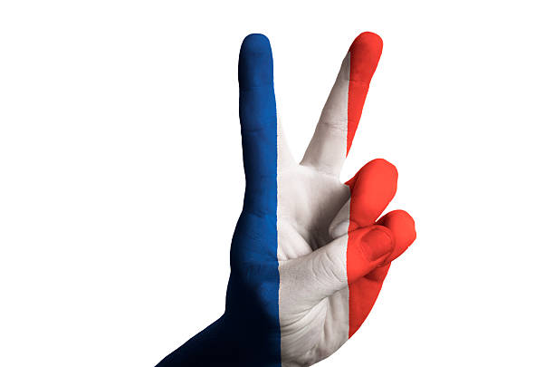 istock france national flag two finger up gesture for victory 179241379