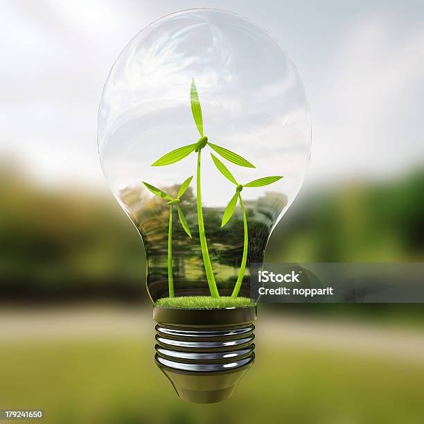 Electric Light Bulb And Wind Meels Stock Photo - Download Image Now - Backgrounds, Breaking New Ground, Concepts