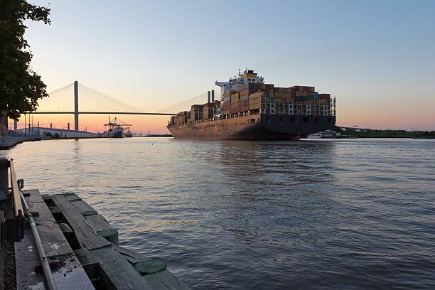 istock Cargo Ship and the Eugene Talmadge Memorial Bridge 179242515