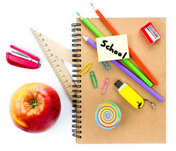 istock School supplies with Globe, apple, pencils and notebook 179243070