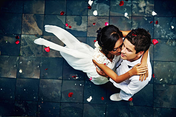 glorious wedding in Bali wedding top view malay couple full body stock pictures, royalty-free photos & images