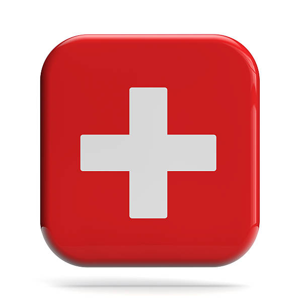 Vector image of first aid icon Medical cross icon isolated on white. swiss flag photos stock pictures, royalty-free photos & images