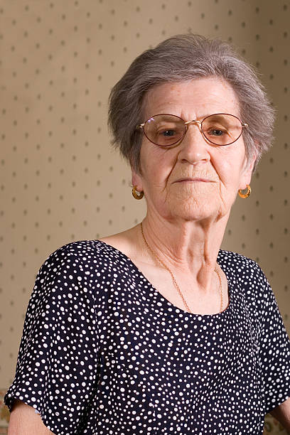 Old Lady looking stock photo