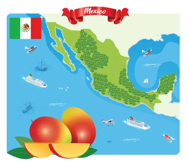 Vector illustration of Mexico and Mango Map
