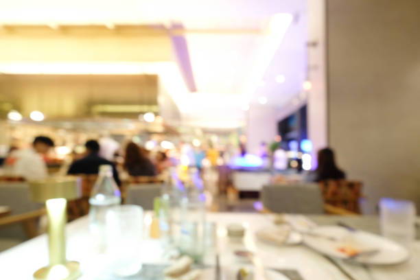 istock Blurred image of a luxury restaurant in a hotel. Special dinner. 1792445077