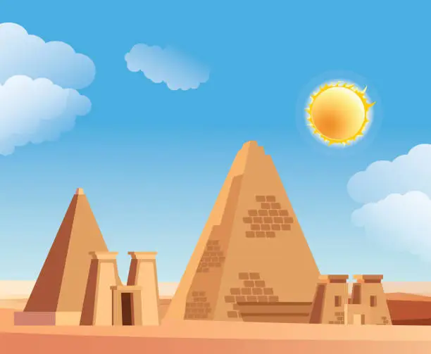 Vector illustration of Meroe Pyramids in Sudan