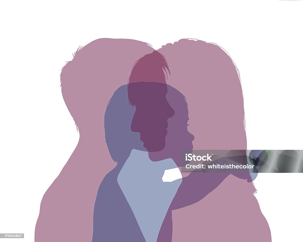 couple homosexuel et leur bébé silhouette haute en couleur - Illustration de Enfant libre de droits