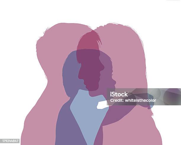 Couple Homosexuel Et Leur Bébé Silhouette Haute En Couleur Vecteurs libres de droits et plus d'images vectorielles de Enfant