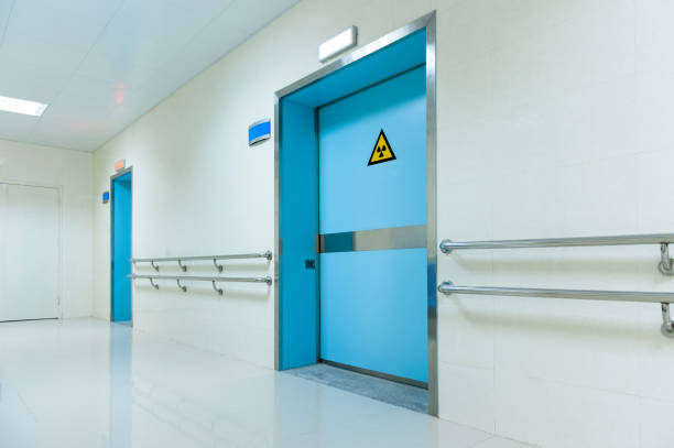 istock Corridor in hospital with doors closed 1792464603