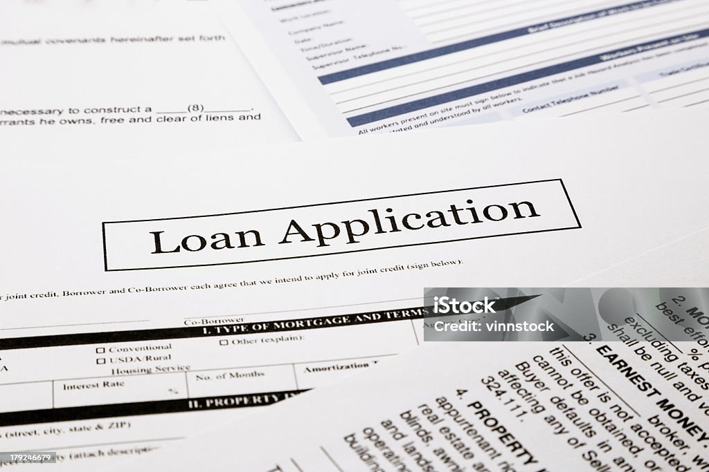 Loan Applikation - Lizenzfrei Abmachung Stock-Foto