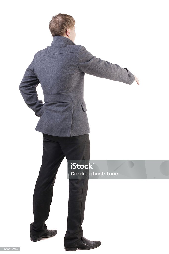 Rückansicht Geschäftsmann in Mantel Verbindung zu schütteln Hände - Lizenzfrei Andersherum Stock-Foto