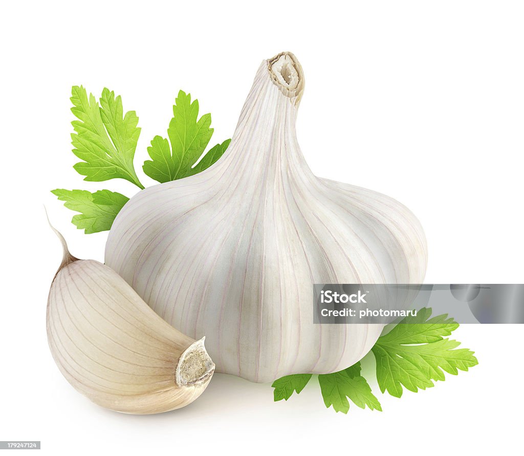 Garlic Garlic isolated on white. Seasoning Stock Photo