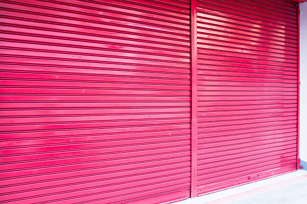 istock Roller metal door for car elevator of building 179247641