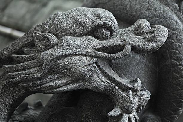 Traditional Chinese dragon sculpture on the stone stele