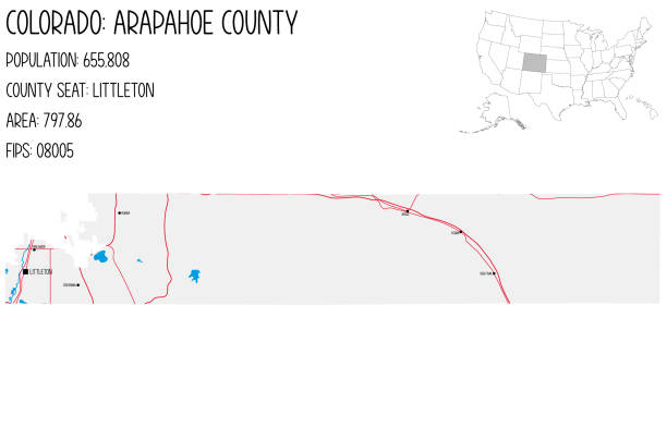 Large And Detailed Map Of Arapahoe County In Colorado Usa Stock Large And Detailed Map Of Arapahoe County In Colorado Usa 