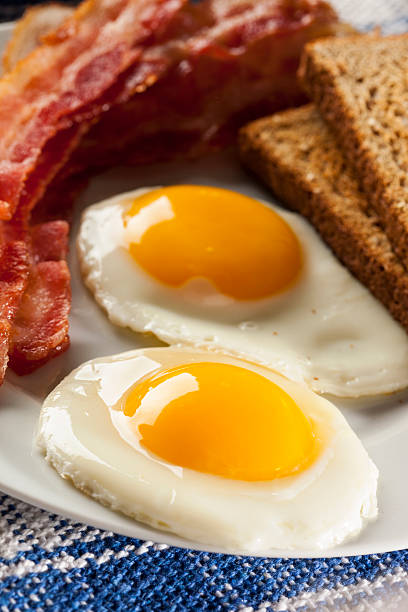 istock Organic Sunnyside up Egg with toast and bacon 179253331