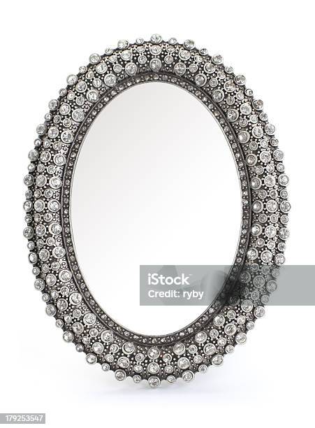 Rhinestoned Oval Frame On A White Background Stock Photo - Download Image Now - Picture Frame, Diamond - Gemstone, Ellipse