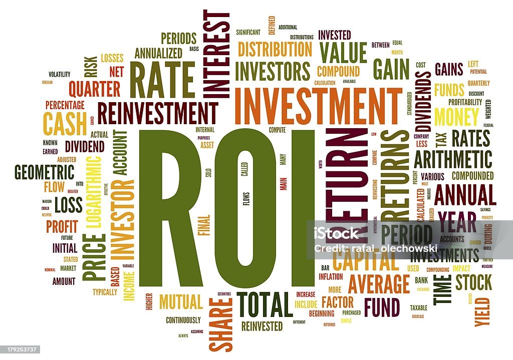O retorno de investimento invertelment conceito na palavra tag - Foto de stock de Aspiração royalty-free