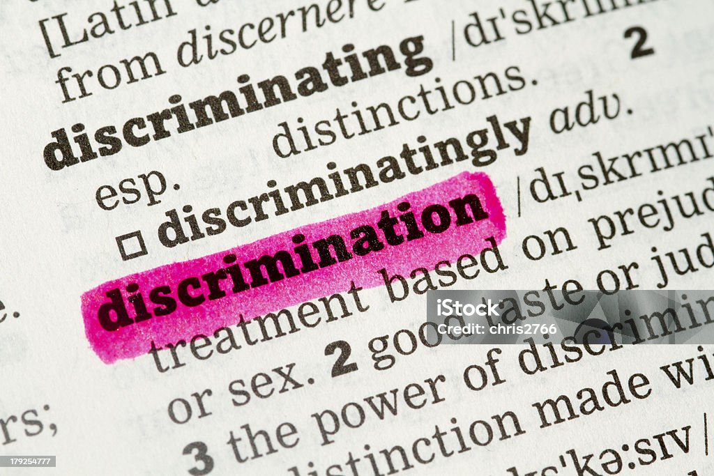 Discrimination  Dictionary Definition Discrimination  Dictionary Definition single word with soft focus Black And White Stock Photo