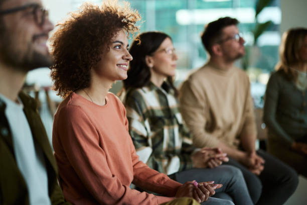 istock Happy entrepreneurs attending a seminar in board room. 1792549323