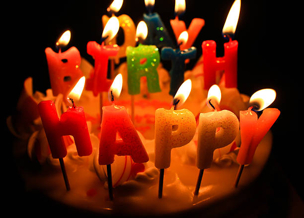 istock Cake and candel  HAPPY BIRTHDAYS Letters 179255038