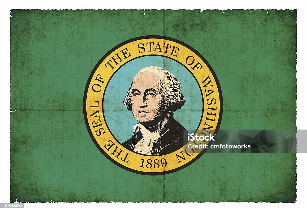 Grunge flag of Washington (USA) Flag of the US state Washington created in grunge style Backgrounds Stock Photo