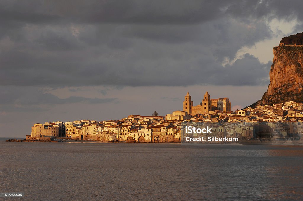 Cefalu River Cefalu in late evening light, Sicily Cefalu Stock Photo