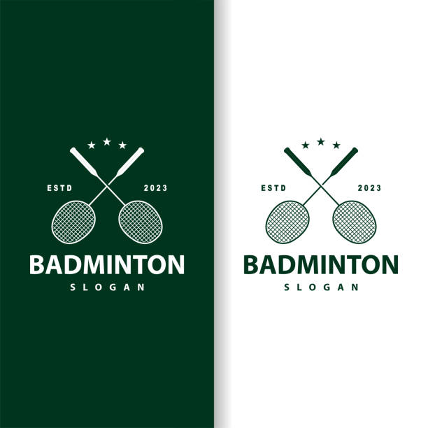 Badminton , Simple Badminton Racket Design, Retro Vintage Minimalist Sports Concept Badminton , Simple Badminton Racket Design, Retro Vintage Minimalist Sports Concept badminton racquet stock illustrations