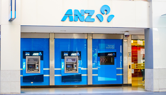 SYDNEY, AUSTRALIA. – On November 14, 2017 - Australia and new zealand (anz) bank ATM machine at in front of a bank office in downtown of Sydney.