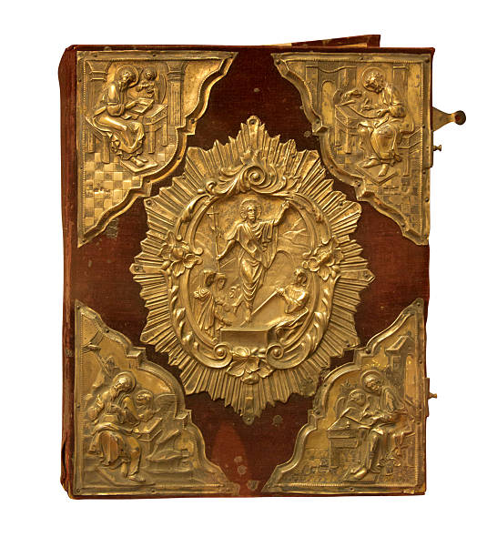 istock Ancient vintage Bible isolated over white 179256640