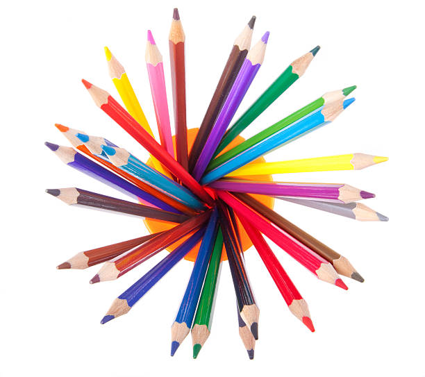 color pencils top view stock photo