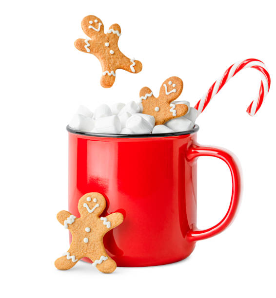 mug with hot chocolate and gingerbread men