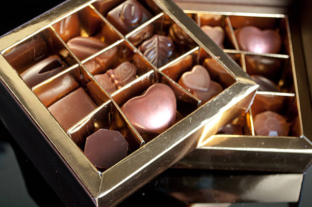 chocolate in a box stock photo