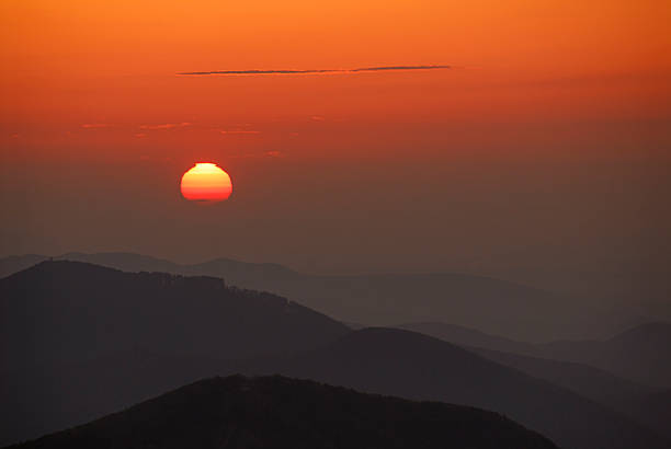 Sunrise over Lower Austria stock photo