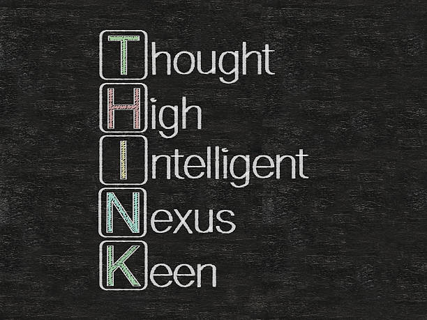 think concept written on blackboard background stock photo