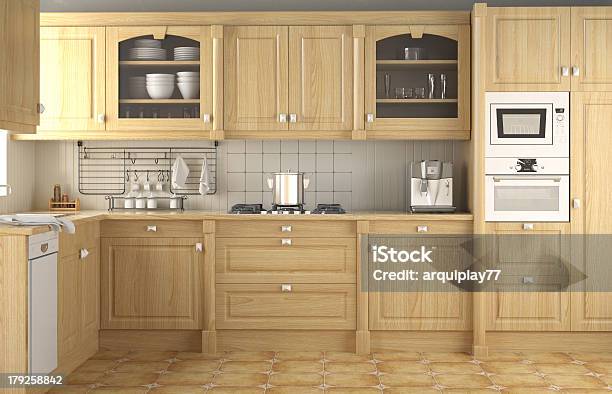 Interior Design Classic Kitchen Stock Photo - Download Image Now - Appliance, Architectural Feature, Architecture