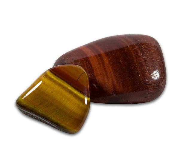 istock Tigers eye gemstones on  white background 179258949