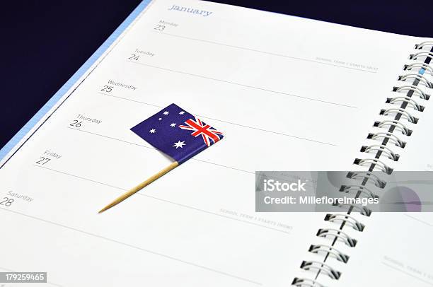 Australia Day January 26 Australian Flag Placed In Journal Diary Stock Photo - Download Image Now