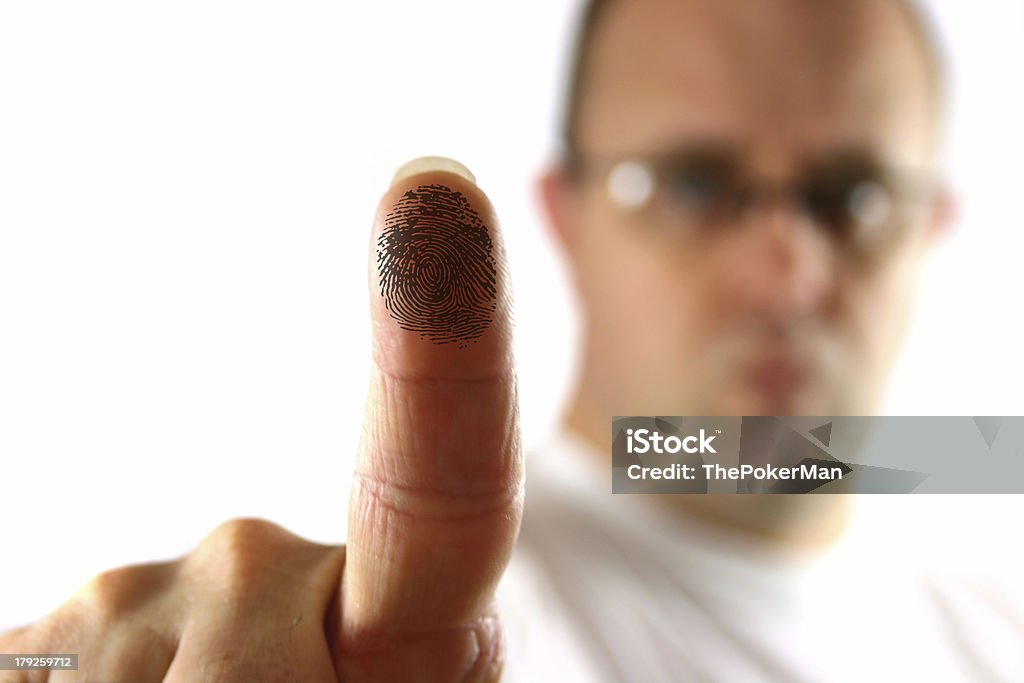 Drücken Sie die Schaltfläche - Lizenzfrei Fingerabdruck Stock-Foto