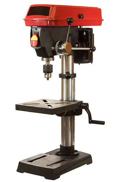 Drill press isolated on a white background.