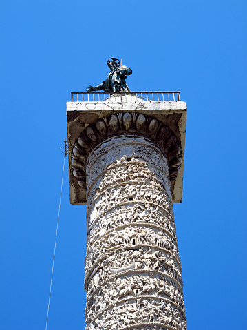 Trajan's Column in the center of Rome, Italy