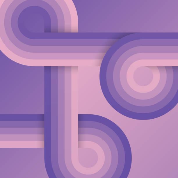 istock Purple retro background with rounded and striped shapes. Vintage geometric design 1792603327