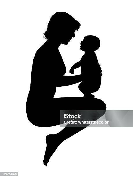 구슬눈꼬리 그녀의 아기 상단 보기 실루엣 가족에 대한 스톡 벡터 아트 및 기타 이미지 - 가족, 검은색, 교환
