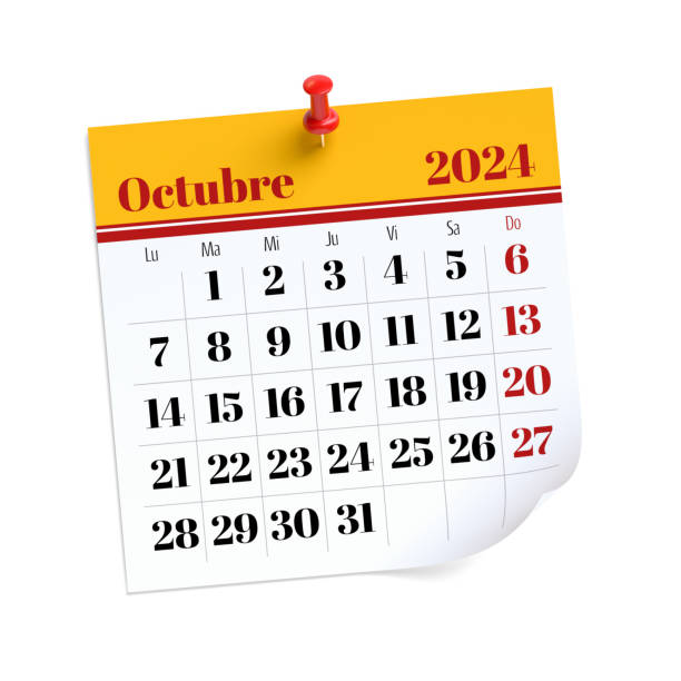 istock October Calendar 2024 in Spanish Language. Isolated on White Background. 3D Illustration 1792619253