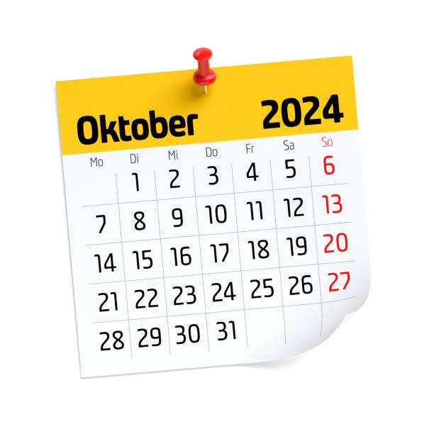istock October Calendar 2024 in German Language. Isolated on White Background. 3D Illustration 1792619368
