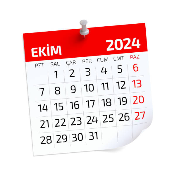istock October Calendar 2024 in Turkish Language. Isolated on White Background. 3D Illustration 1792619370