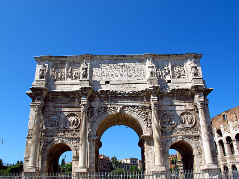 The ancient Arch of Constantine in Rome, Italy
