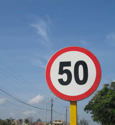 fifty kilometer sign