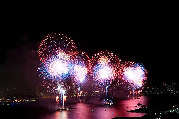 Photo of 4th of July Macys fireworks display on Hudson River.